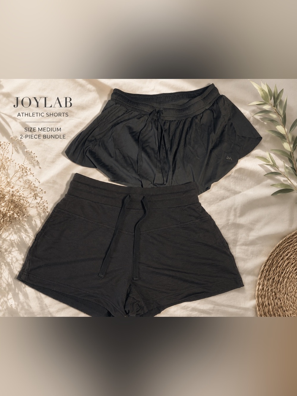 JoyLab Black Athletic Shorts Bundle Size Medium | 2 Pairs Running Lounge Workout